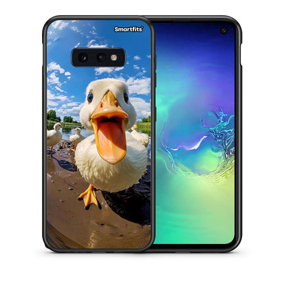 Θήκη Samsung S10e Duck Face από τη Smartfits με σχέδιο στο πίσω μέρος και μαύρο περίβλημα | Samsung S10e Duck Face case with colorful back and black bezels