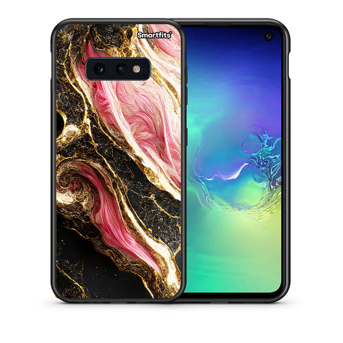 Θήκη Samsung S10e Glamorous Pink Marble από τη Smartfits με σχέδιο στο πίσω μέρος και μαύρο περίβλημα | Samsung S10e Glamorous Pink Marble case with colorful back and black bezels