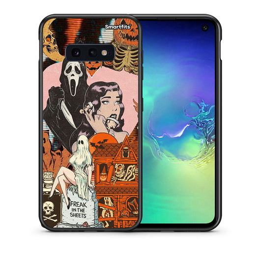 Θήκη Samsung S10e Halloween Collage από τη Smartfits με σχέδιο στο πίσω μέρος και μαύρο περίβλημα | Samsung S10e Halloween Collage case with colorful back and black bezels
