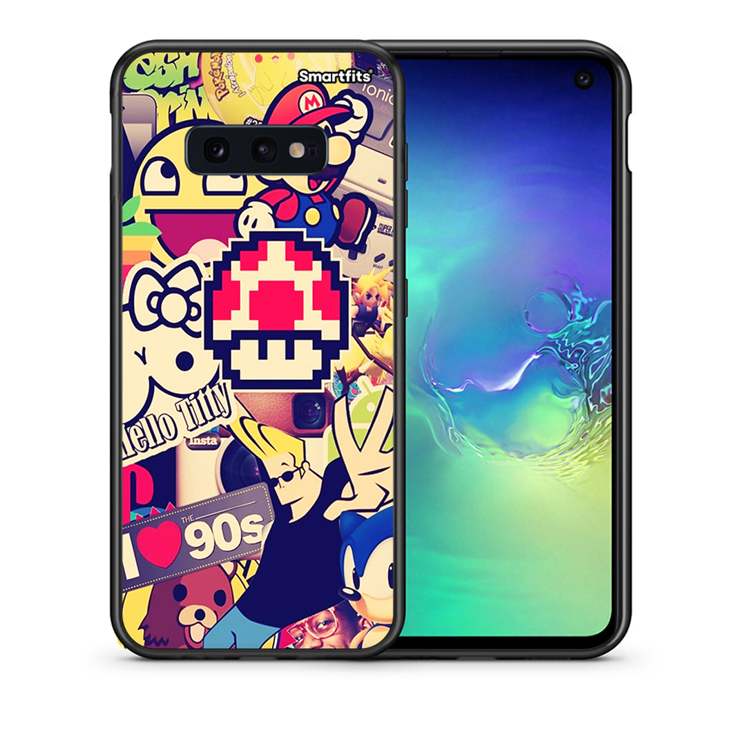 Θήκη Samsung S10e Love The 90s από τη Smartfits με σχέδιο στο πίσω μέρος και μαύρο περίβλημα | Samsung S10e Love The 90s case with colorful back and black bezels