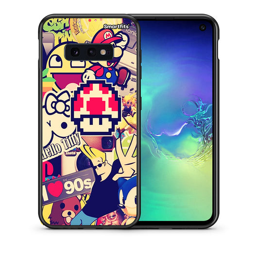 Θήκη Samsung S10e Love The 90s από τη Smartfits με σχέδιο στο πίσω μέρος και μαύρο περίβλημα | Samsung S10e Love The 90s case with colorful back and black bezels