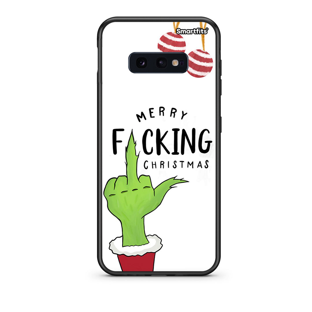 samsung s10e Merry F Xmas θήκη από τη Smartfits με σχέδιο στο πίσω μέρος και μαύρο περίβλημα | Smartphone case with colorful back and black bezels by Smartfits