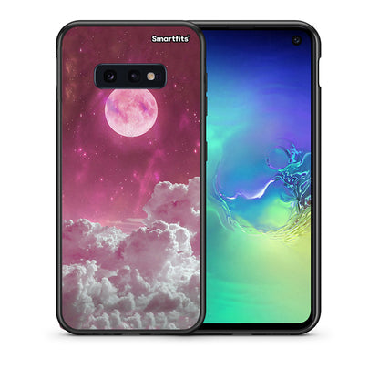 Θήκη Samsung S10e Pink Moon από τη Smartfits με σχέδιο στο πίσω μέρος και μαύρο περίβλημα | Samsung S10e Pink Moon case with colorful back and black bezels