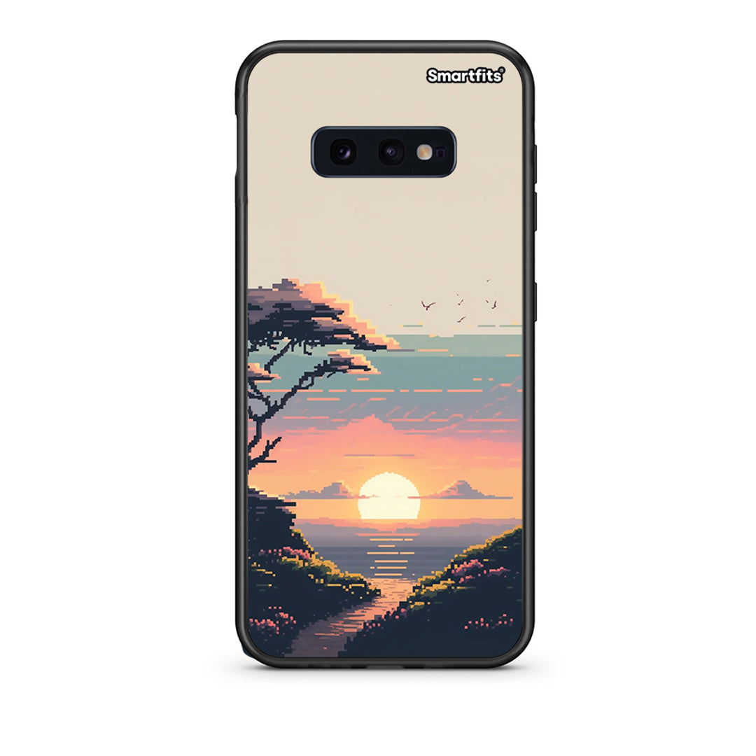 samsung s10e Pixel Sunset Θήκη από τη Smartfits με σχέδιο στο πίσω μέρος και μαύρο περίβλημα | Smartphone case with colorful back and black bezels by Smartfits