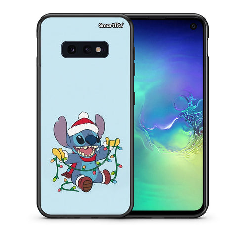 Θήκη Samsung S10e Santa Stich από τη Smartfits με σχέδιο στο πίσω μέρος και μαύρο περίβλημα | Samsung S10e Santa Stich case with colorful back and black bezels
