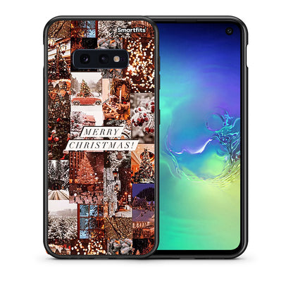 Θήκη Samsung S10e Xmas Collage από τη Smartfits με σχέδιο στο πίσω μέρος και μαύρο περίβλημα | Samsung S10e Xmas Collage case with colorful back and black bezels