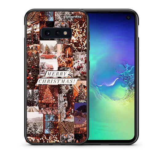 Θήκη Samsung S10e Xmas Collage από τη Smartfits με σχέδιο στο πίσω μέρος και μαύρο περίβλημα | Samsung S10e Xmas Collage case with colorful back and black bezels