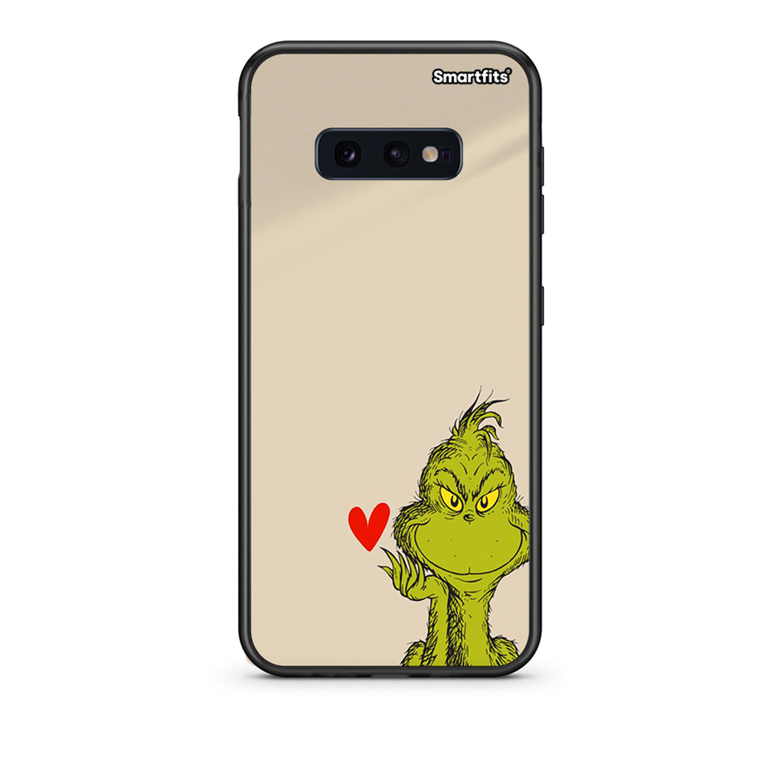 samsung s10e Xmas Grinch θήκη από τη Smartfits με σχέδιο στο πίσω μέρος και μαύρο περίβλημα | Smartphone case with colorful back and black bezels by Smartfits