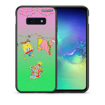 Θήκη Samsung S10e Xmas Lights από τη Smartfits με σχέδιο στο πίσω μέρος και μαύρο περίβλημα | Samsung S10e Xmas Lights case with colorful back and black bezels