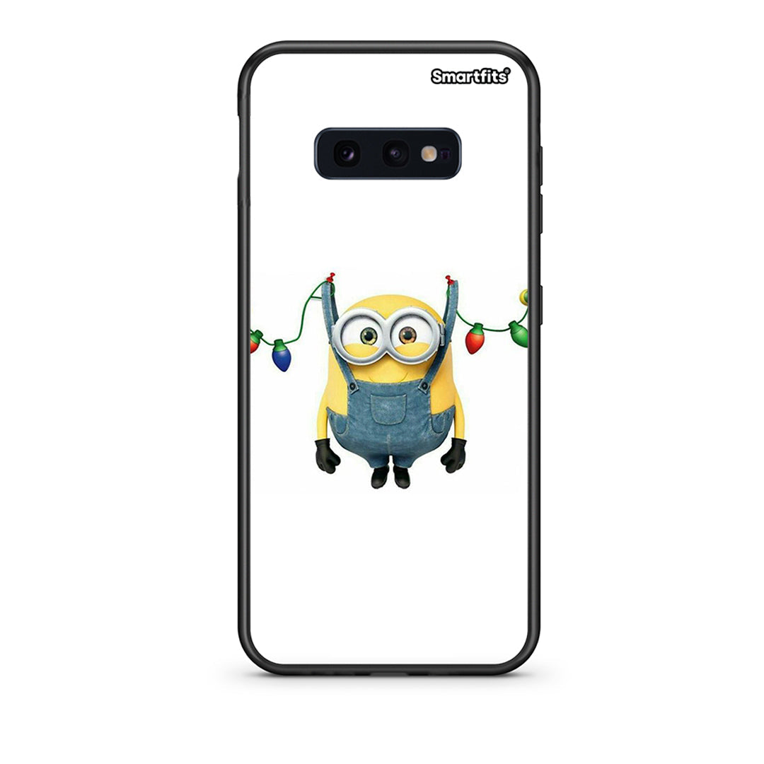 samsung s10e Xmas Minion Lights θήκη από τη Smartfits με σχέδιο στο πίσω μέρος και μαύρο περίβλημα | Smartphone case with colorful back and black bezels by Smartfits
