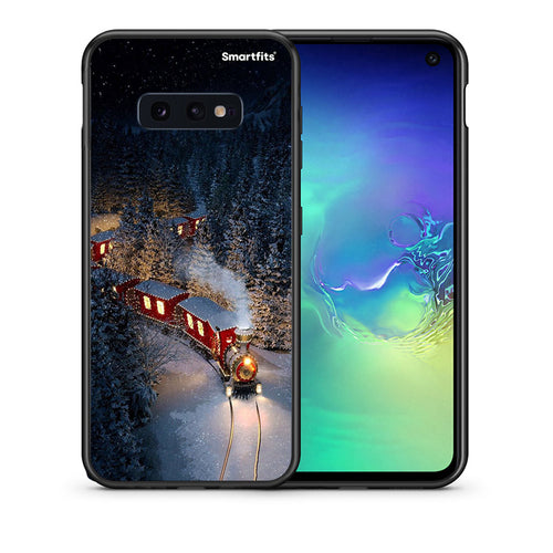 Θήκη Samsung S10e Xmas Train από τη Smartfits με σχέδιο στο πίσω μέρος και μαύρο περίβλημα | Samsung S10e Xmas Train case with colorful back and black bezels