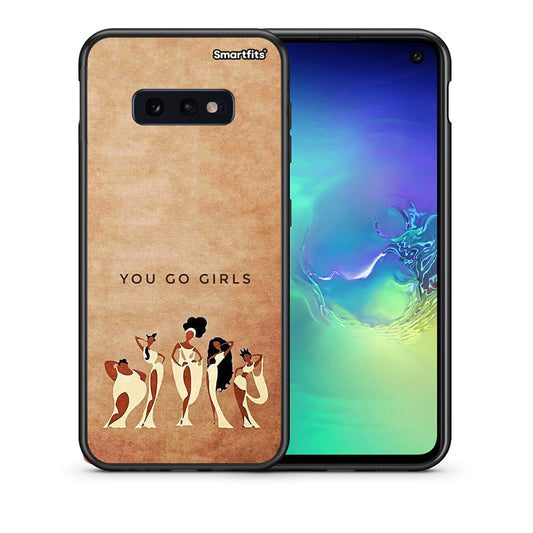 Θήκη Samsung S10e You Go Girl από τη Smartfits με σχέδιο στο πίσω μέρος και μαύρο περίβλημα | Samsung S10e You Go Girl case with colorful back and black bezels