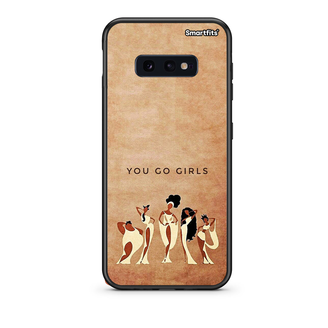 samsung s10e You Go Girl θήκη από τη Smartfits με σχέδιο στο πίσω μέρος και μαύρο περίβλημα | Smartphone case with colorful back and black bezels by Smartfits