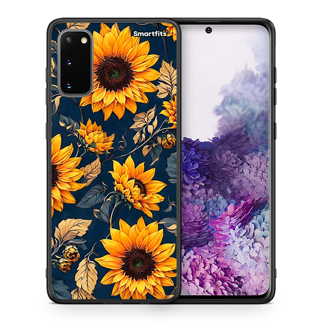 Θήκη Samsung S20 Autumn Sunflowers από τη Smartfits με σχέδιο στο πίσω μέρος και μαύρο περίβλημα | Samsung S20 Autumn Sunflowers case with colorful back and black bezels