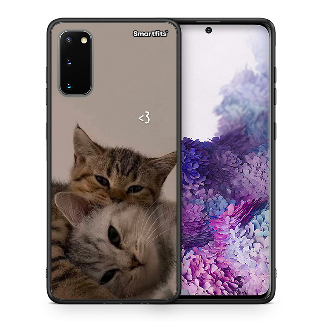 Θήκη Samsung S20 Cats In Love από τη Smartfits με σχέδιο στο πίσω μέρος και μαύρο περίβλημα | Samsung S20 Cats In Love case with colorful back and black bezels