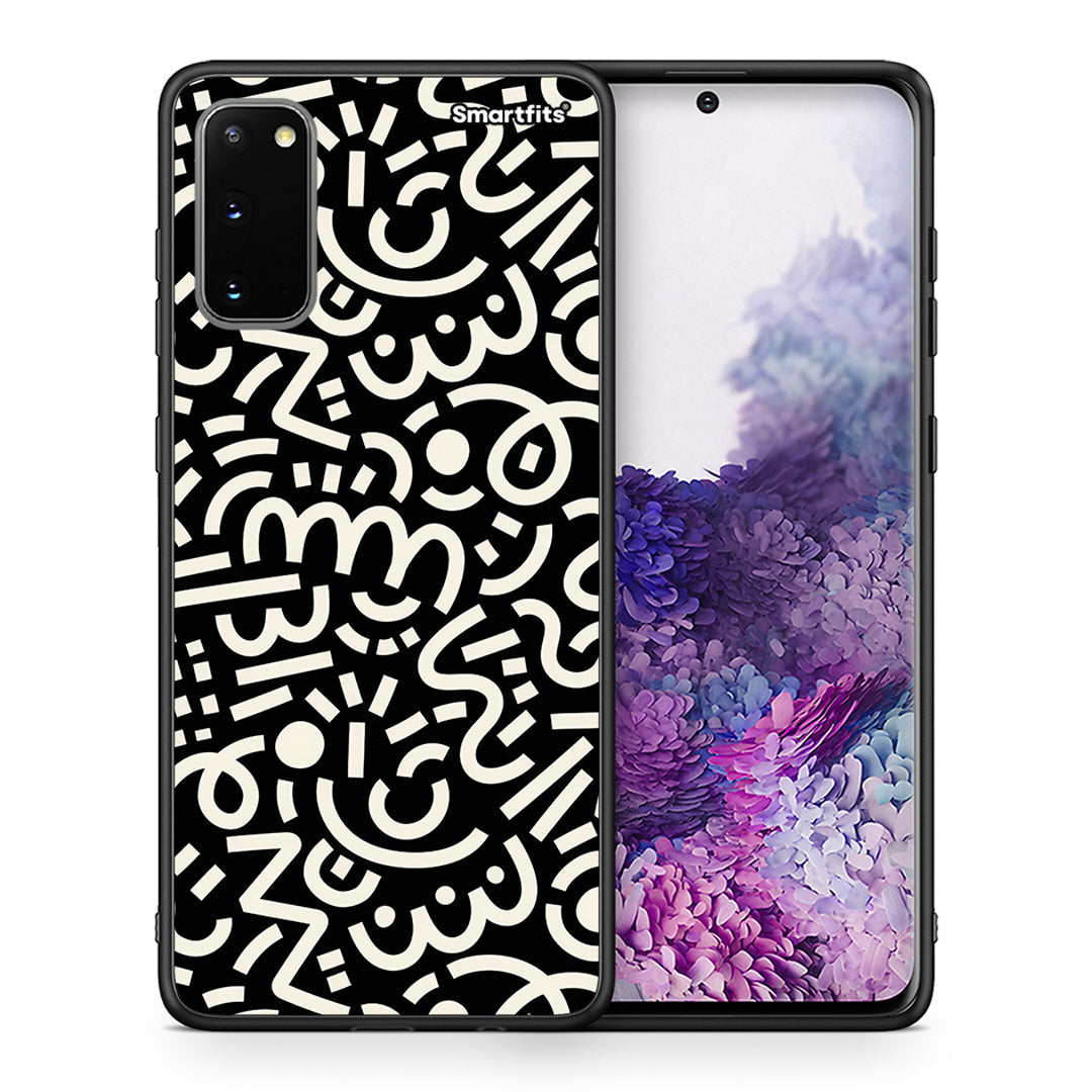 Θήκη Samsung S20 Doodle Art από τη Smartfits με σχέδιο στο πίσω μέρος και μαύρο περίβλημα | Samsung S20 Doodle Art case with colorful back and black bezels