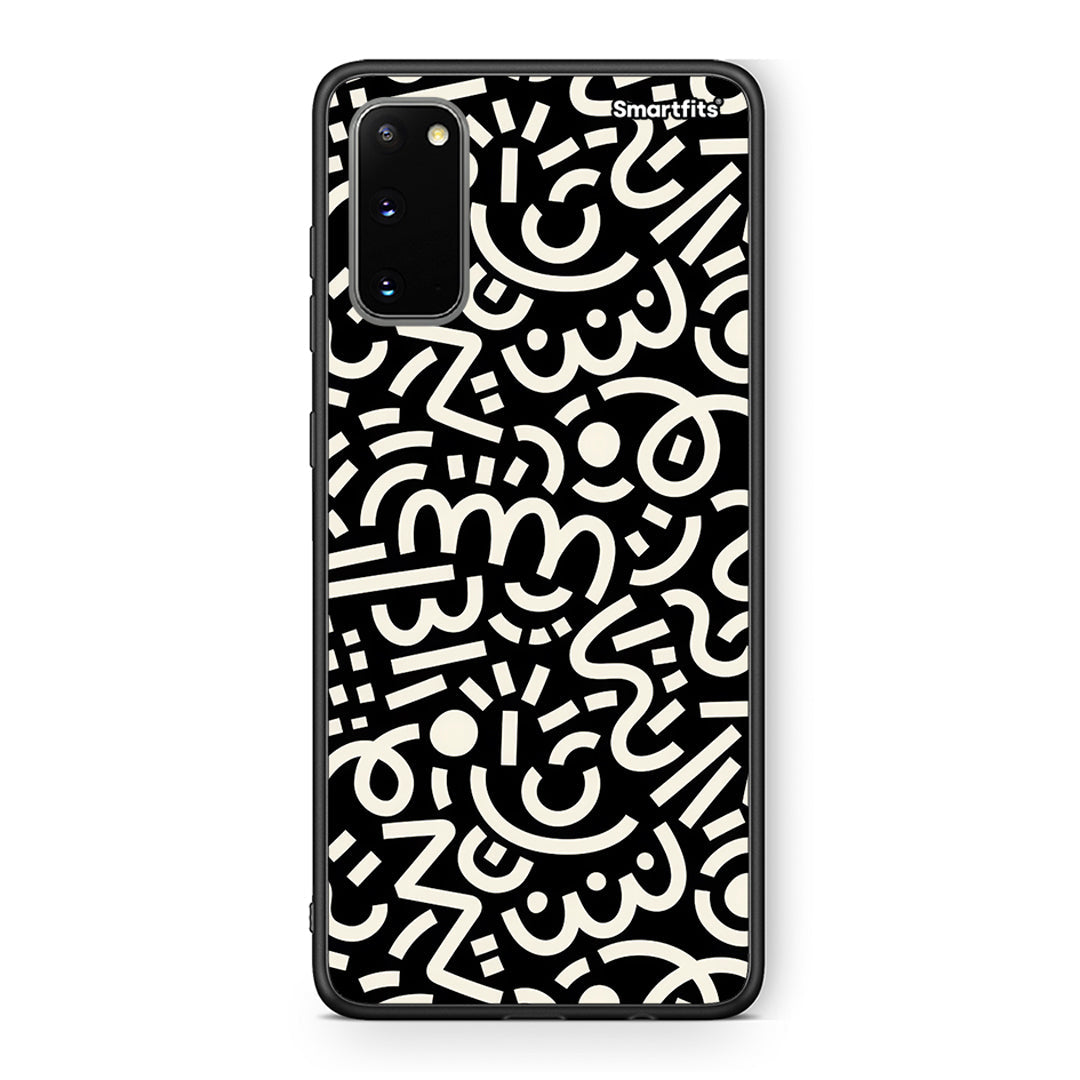 Samsung S20 Doodle Art Θήκη από τη Smartfits με σχέδιο στο πίσω μέρος και μαύρο περίβλημα | Smartphone case with colorful back and black bezels by Smartfits