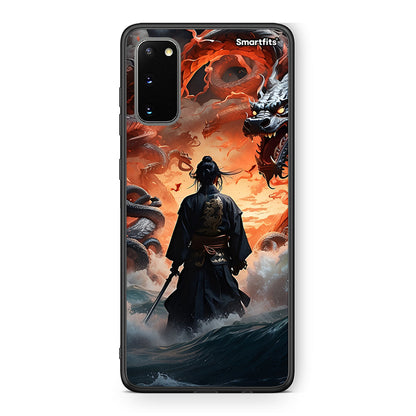 Samsung S20 Dragons Fight θήκη από τη Smartfits με σχέδιο στο πίσω μέρος και μαύρο περίβλημα | Smartphone case with colorful back and black bezels by Smartfits