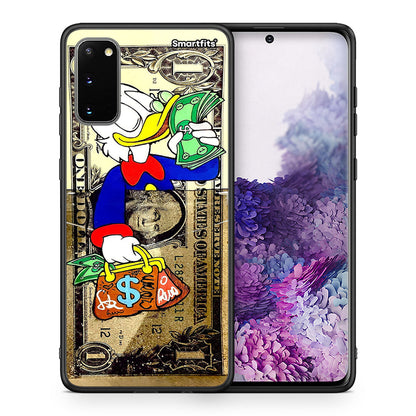 Θήκη Samsung S20 Duck Money από τη Smartfits με σχέδιο στο πίσω μέρος και μαύρο περίβλημα | Samsung S20 Duck Money case with colorful back and black bezels