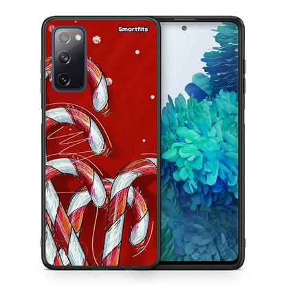 Θήκη Samsung S20 FE Candy Cane από τη Smartfits με σχέδιο στο πίσω μέρος και μαύρο περίβλημα | Samsung S20 FE Candy Cane case with colorful back and black bezels