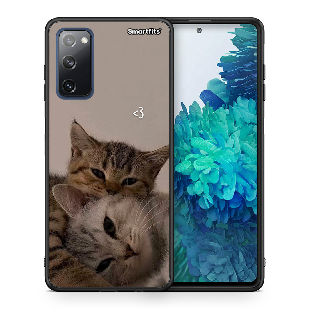 Θήκη Samsung S20 FE Cats In Love από τη Smartfits με σχέδιο στο πίσω μέρος και μαύρο περίβλημα | Samsung S20 FE Cats In Love case with colorful back and black bezels