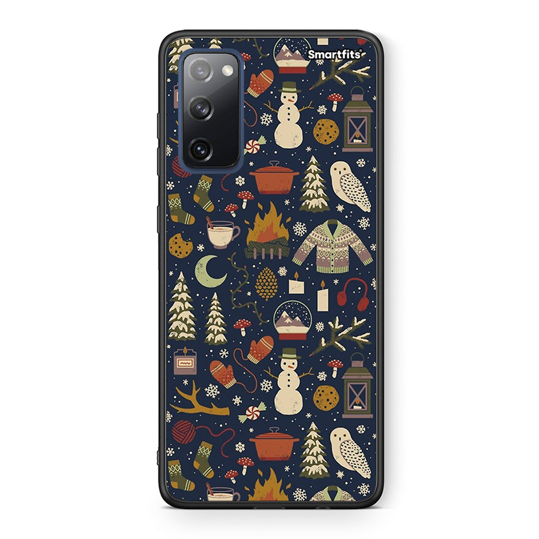 Θήκη Samsung S20 FE Christmas Elements από τη Smartfits με σχέδιο στο πίσω μέρος και μαύρο περίβλημα | Samsung S20 FE Christmas Elements case with colorful back and black bezels