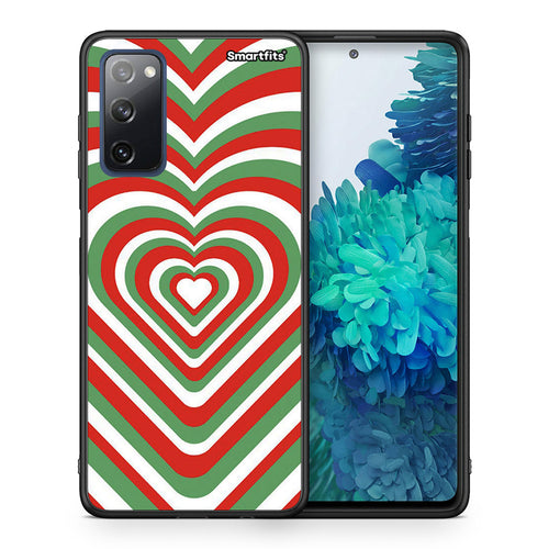 Θήκη Samsung S20 FE Christmas Hearts από τη Smartfits με σχέδιο στο πίσω μέρος και μαύρο περίβλημα | Samsung S20 FE Christmas Hearts case with colorful back and black bezels