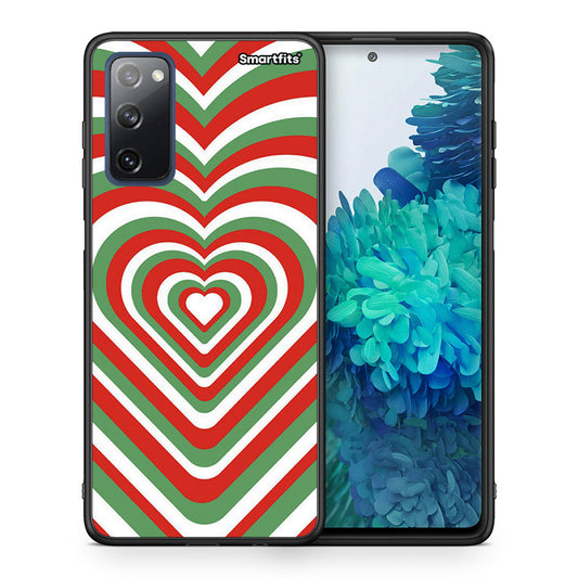 Θήκη Samsung S20 FE Christmas Hearts από τη Smartfits με σχέδιο στο πίσω μέρος και μαύρο περίβλημα | Samsung S20 FE Christmas Hearts case with colorful back and black bezels