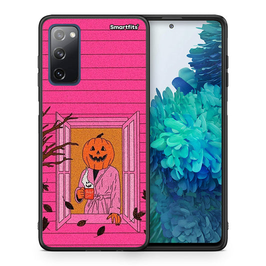Θήκη Samsung S20 FE Halloween Pumpkin Lady από τη Smartfits με σχέδιο στο πίσω μέρος και μαύρο περίβλημα | Samsung S20 FE Halloween Pumpkin Lady case with colorful back and black bezels