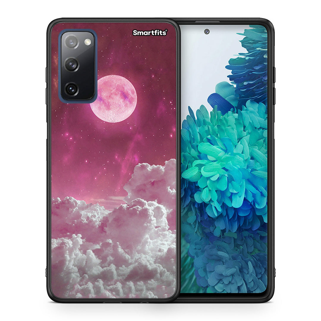 Θήκη Samsung S20 FE Pink Moon από τη Smartfits με σχέδιο στο πίσω μέρος και μαύρο περίβλημα | Samsung S20 FE Pink Moon case with colorful back and black bezels