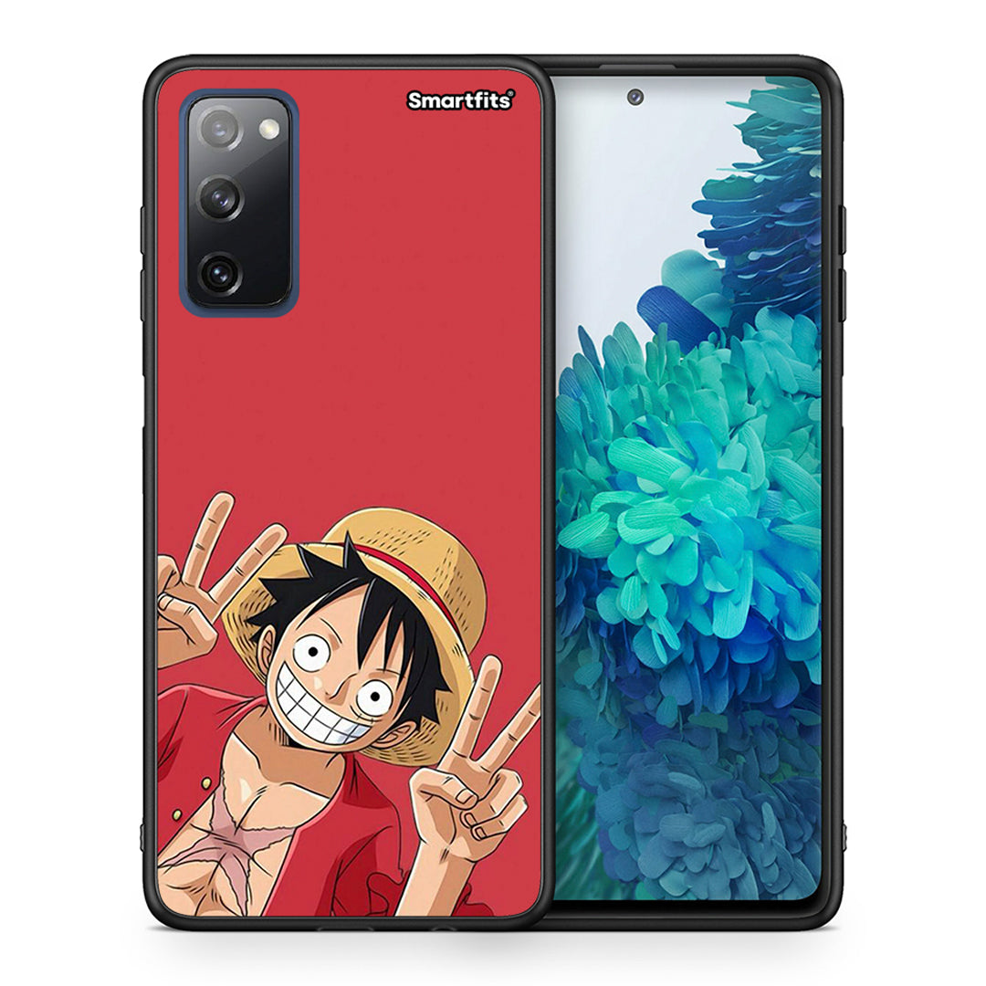 Θήκη Samsung S20 FE Pirate Luffy από τη Smartfits με σχέδιο στο πίσω μέρος και μαύρο περίβλημα | Samsung S20 FE Pirate Luffy case with colorful back and black bezels
