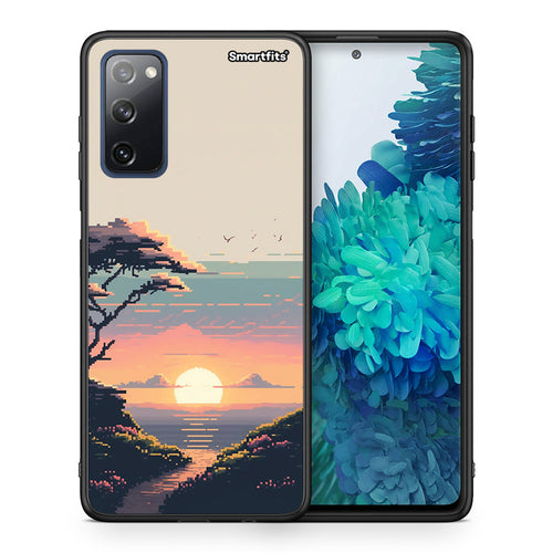 Θήκη Samsung S20 FE Pixel Sunset από τη Smartfits με σχέδιο στο πίσω μέρος και μαύρο περίβλημα | Samsung S20 FE Pixel Sunset case with colorful back and black bezels