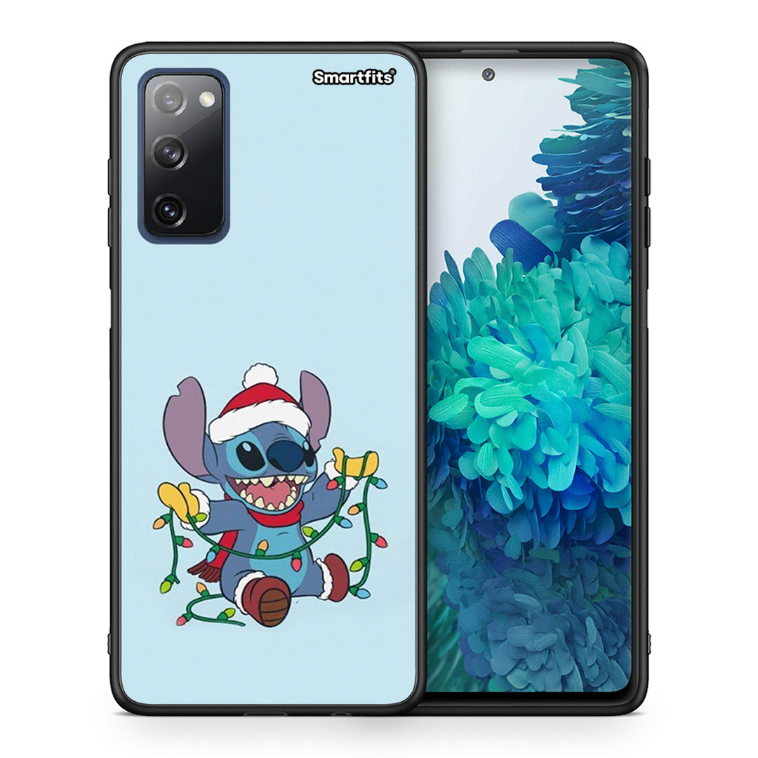 Θήκη Samsung S20 FE Santa Stich από τη Smartfits με σχέδιο στο πίσω μέρος και μαύρο περίβλημα | Samsung S20 FE Santa Stich case with colorful back and black bezels