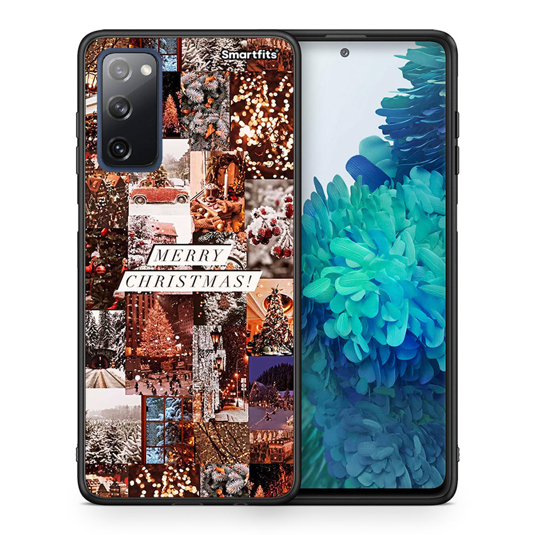 Θήκη Samsung S20 FE Xmas Collage από τη Smartfits με σχέδιο στο πίσω μέρος και μαύρο περίβλημα | Samsung S20 FE Xmas Collage case with colorful back and black bezels