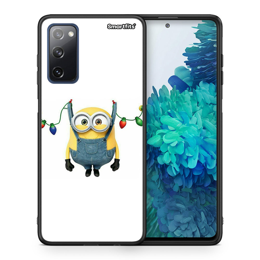 Θήκη Samsung S20 FE Xmas Minion Lights από τη Smartfits με σχέδιο στο πίσω μέρος και μαύρο περίβλημα | Samsung S20 FE Xmas Minion Lights case with colorful back and black bezels