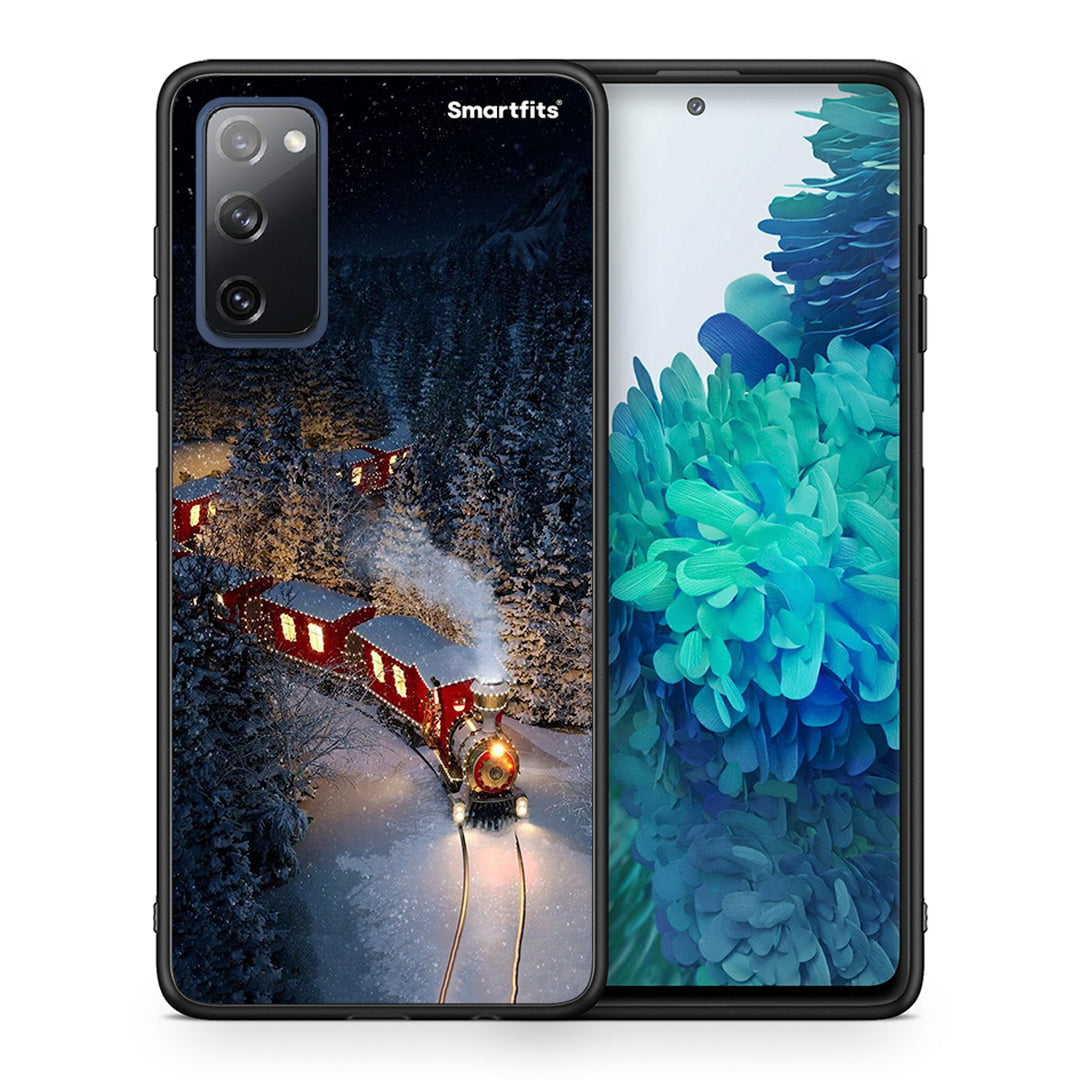 Θήκη Samsung S20 FE Xmas Train από τη Smartfits με σχέδιο στο πίσω μέρος και μαύρο περίβλημα | Samsung S20 FE Xmas Train case with colorful back and black bezels