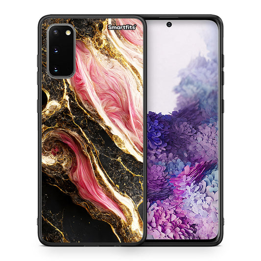 Θήκη Samsung S20 Glamorous Pink Marble από τη Smartfits με σχέδιο στο πίσω μέρος και μαύρο περίβλημα | Samsung S20 Glamorous Pink Marble case with colorful back and black bezels