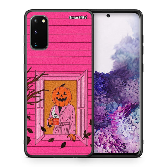 Θήκη Samsung S20 Halloween Pumpkin Lady από τη Smartfits με σχέδιο στο πίσω μέρος και μαύρο περίβλημα | Samsung S20 Halloween Pumpkin Lady case with colorful back and black bezels
