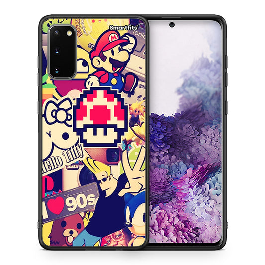 Θήκη Samsung S20 Love The 90s από τη Smartfits με σχέδιο στο πίσω μέρος και μαύρο περίβλημα | Samsung S20 Love The 90s case with colorful back and black bezels