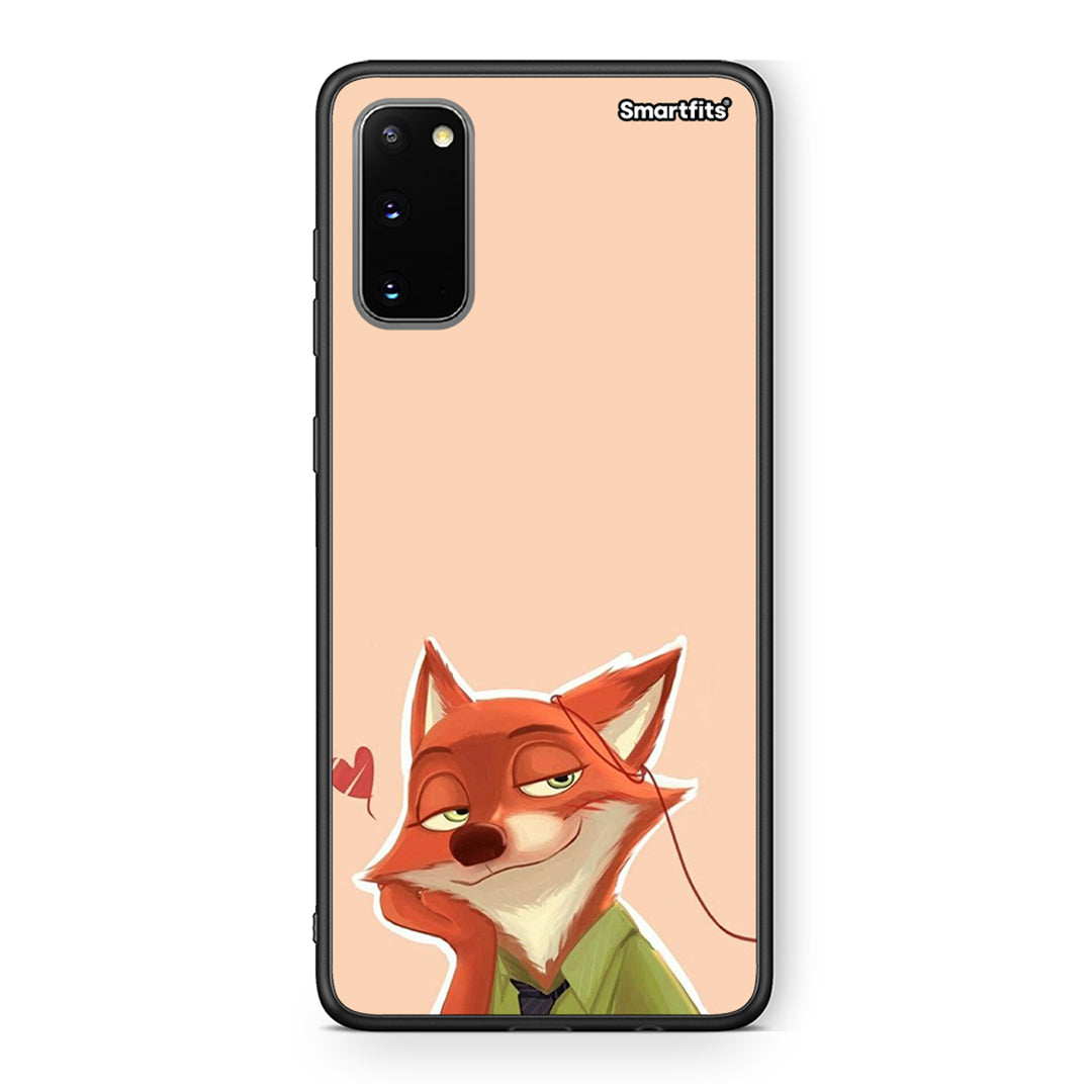 Samsung S20 Nick Wilde And Judy Hopps Love 1 θήκη από τη Smartfits με σχέδιο στο πίσω μέρος και μαύρο περίβλημα | Smartphone case with colorful back and black bezels by Smartfits