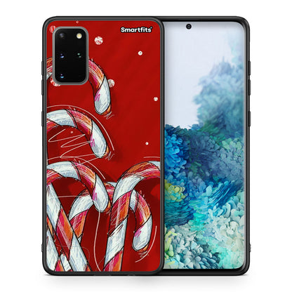 Θήκη Samsung S20 Plus Candy Cane από τη Smartfits με σχέδιο στο πίσω μέρος και μαύρο περίβλημα | Samsung S20 Plus Candy Cane case with colorful back and black bezels