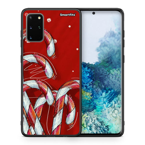 Θήκη Samsung S20 Plus Candy Cane από τη Smartfits με σχέδιο στο πίσω μέρος και μαύρο περίβλημα | Samsung S20 Plus Candy Cane case with colorful back and black bezels