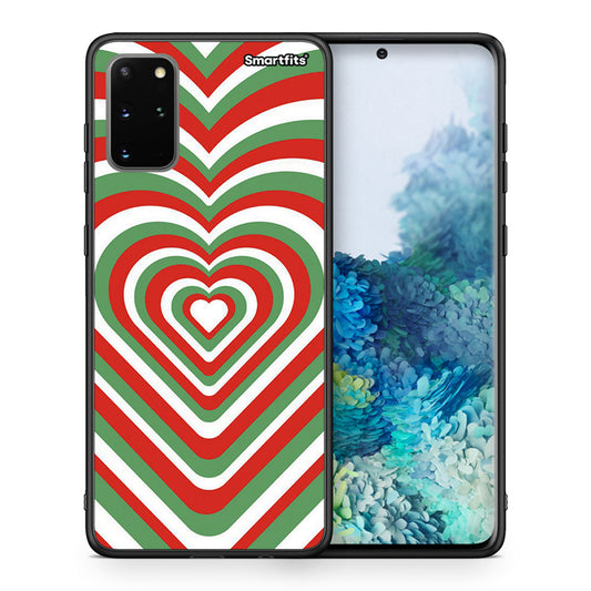 Θήκη Samsung S20 Plus Christmas Hearts από τη Smartfits με σχέδιο στο πίσω μέρος και μαύρο περίβλημα | Samsung S20 Plus Christmas Hearts case with colorful back and black bezels
