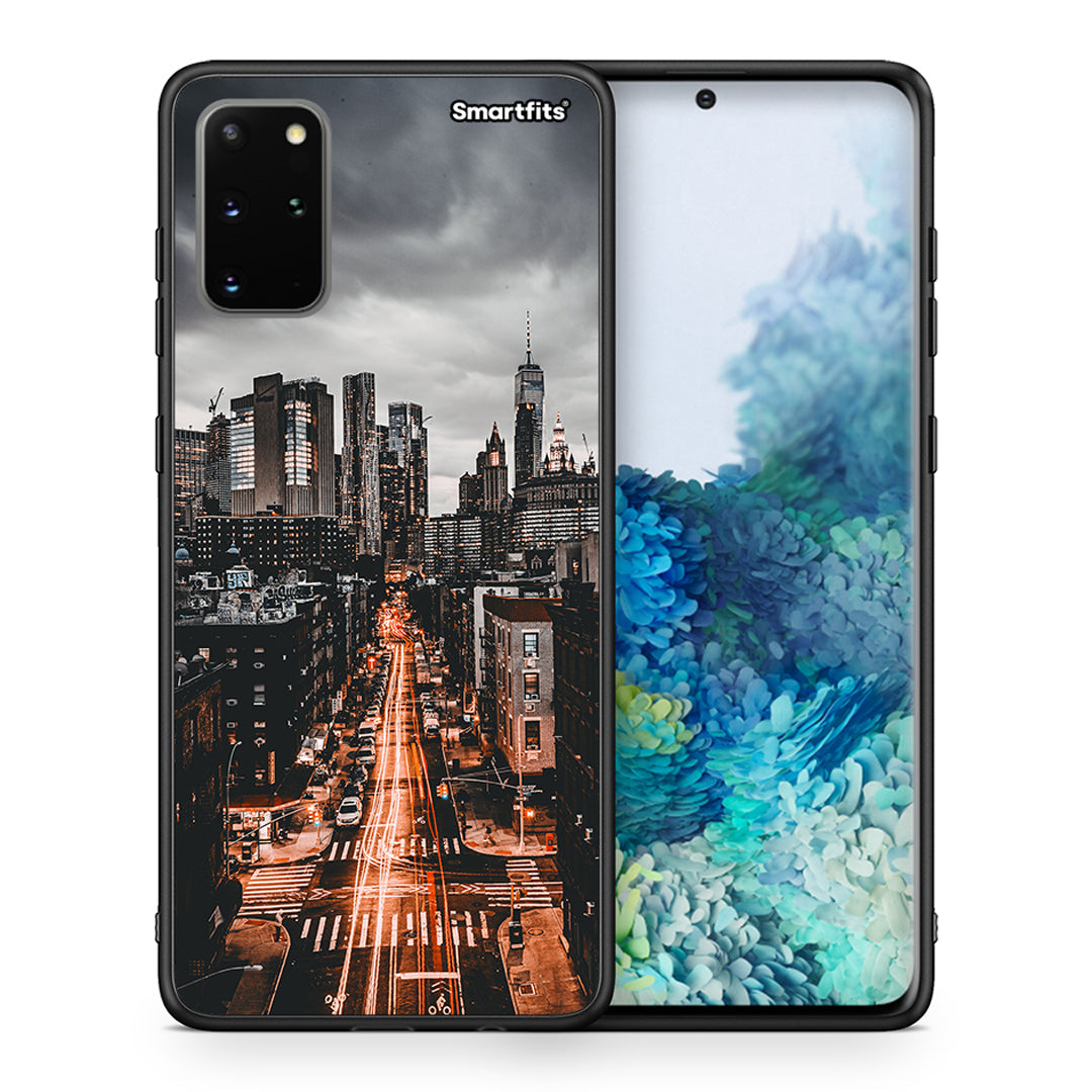 Θήκη Samsung S20 Plus City Lights από τη Smartfits με σχέδιο στο πίσω μέρος και μαύρο περίβλημα | Samsung S20 Plus City Lights case with colorful back and black bezels