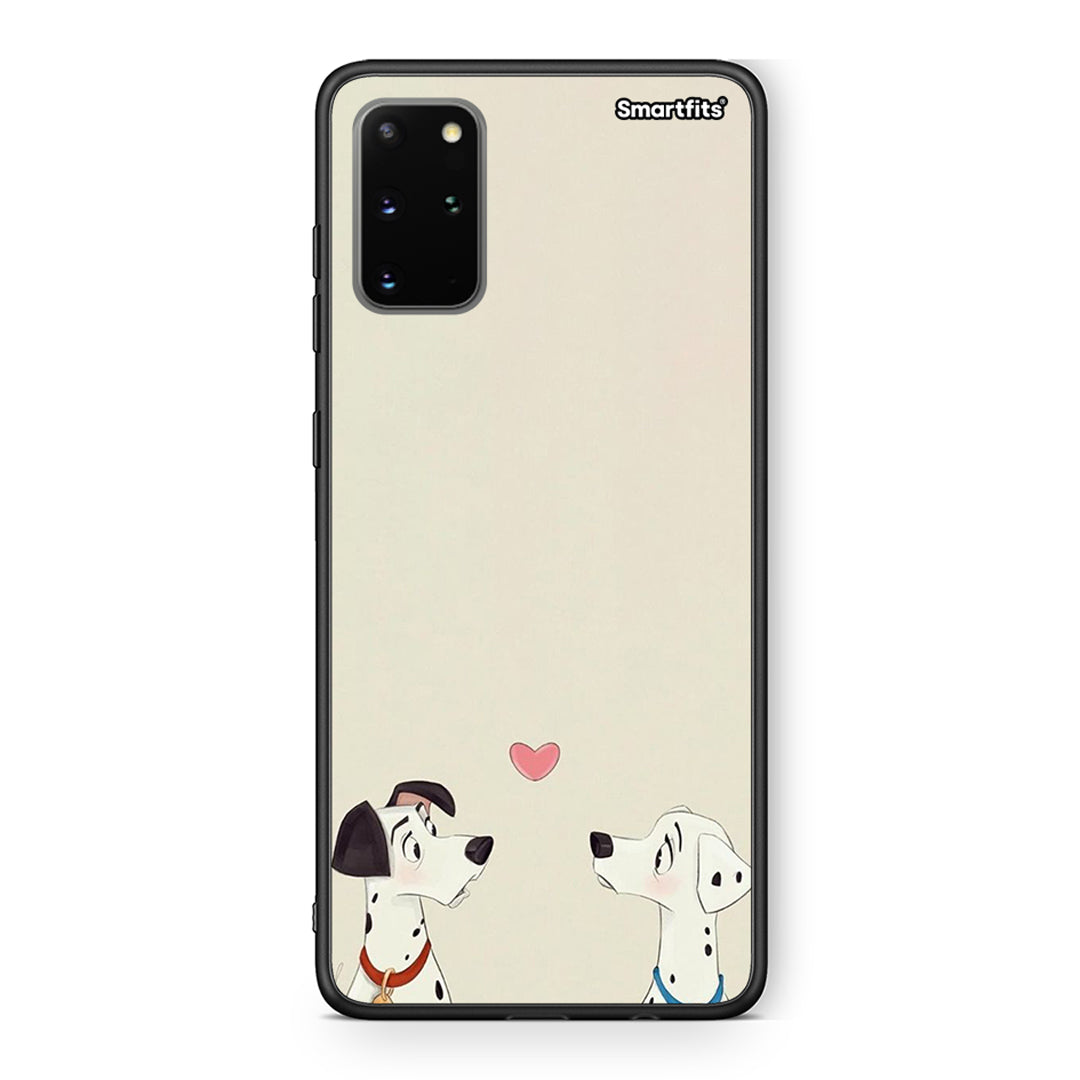 Samsung S20 Plus Dalmatians Love θήκη από τη Smartfits με σχέδιο στο πίσω μέρος και μαύρο περίβλημα | Smartphone case with colorful back and black bezels by Smartfits