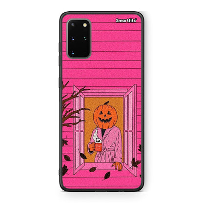 Samsung S20 Plus Halloween Pumpkin Lady Θήκη από τη Smartfits με σχέδιο στο πίσω μέρος και μαύρο περίβλημα | Smartphone case with colorful back and black bezels by Smartfits