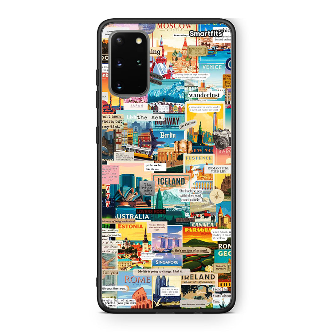 Samsung S20 Plus Live To Travel θήκη από τη Smartfits με σχέδιο στο πίσω μέρος και μαύρο περίβλημα | Smartphone case with colorful back and black bezels by Smartfits