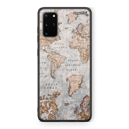 Samsung S20 Plus World Map Θήκη από τη Smartfits με σχέδιο στο πίσω μέρος και μαύρο περίβλημα | Smartphone case with colorful back and black bezels by Smartfits