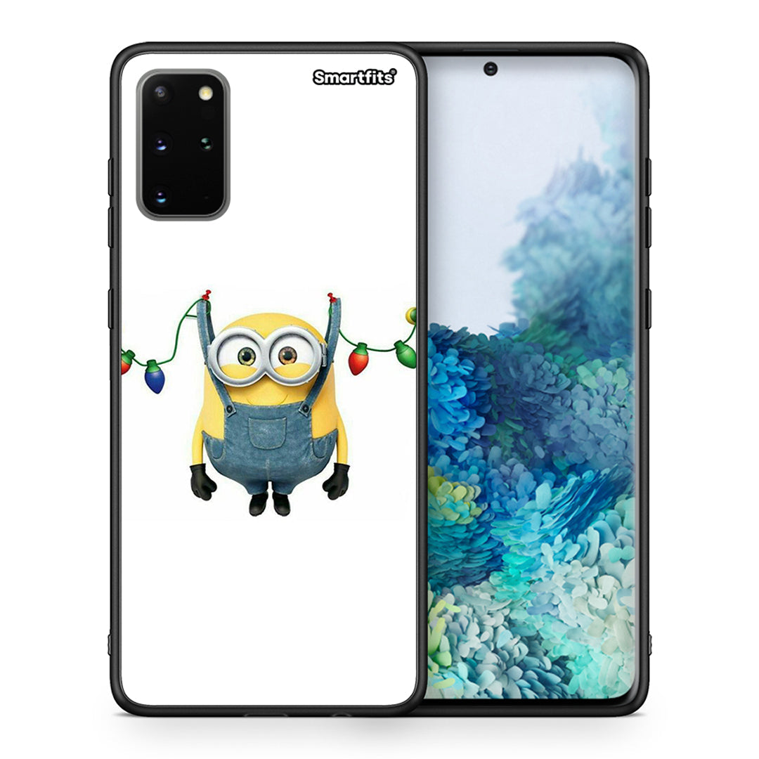 Θήκη Samsung S20 Plus Xmas Minion Lights από τη Smartfits με σχέδιο στο πίσω μέρος και μαύρο περίβλημα | Samsung S20 Plus Xmas Minion Lights case with colorful back and black bezels