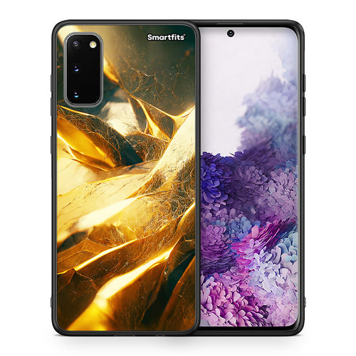 Θήκη Samsung S20 Real Gold από τη Smartfits με σχέδιο στο πίσω μέρος και μαύρο περίβλημα | Samsung S20 Real Gold case with colorful back and black bezels